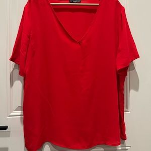 Red V-Neck Blouse